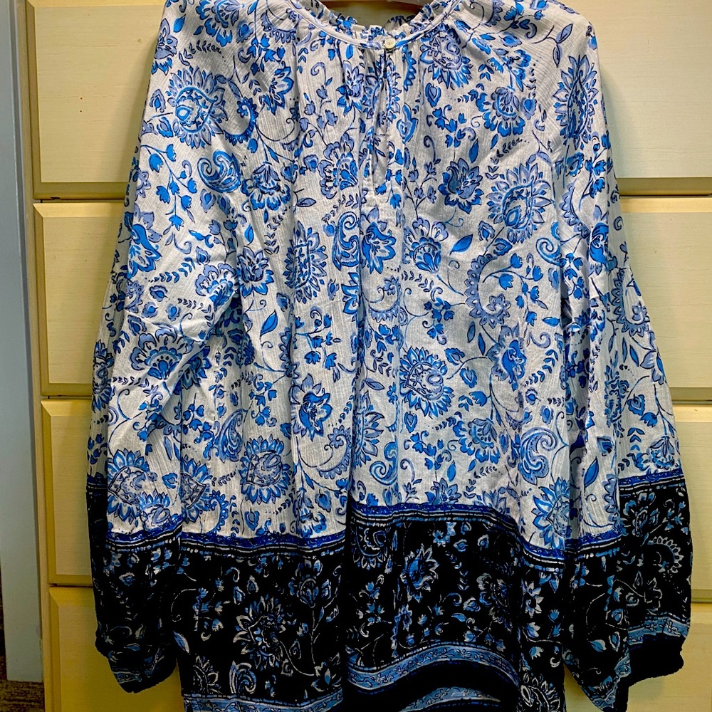 Loft long sleeve boho style cotton blouse. Size M